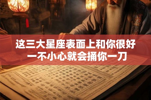 这三大星座表面上和你很好 一不小心就会捅你一刀