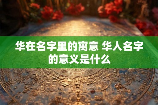 华在名字里的寓意 华人名字的意义是什么