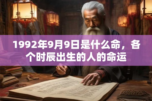 1992年9月9日是什么命，各个时辰出生的人的命运