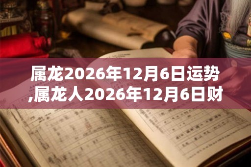 属龙2026年12月6日运势,属龙人2026年12月6日财运,生肖龙2026年12月6日运势