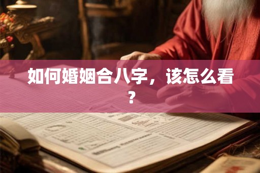 如何婚姻合八字，该怎么看？