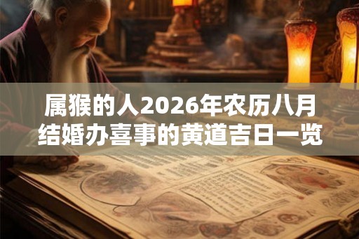 属猴的人2026年农历八月结婚办喜事的黄道吉日一览！
