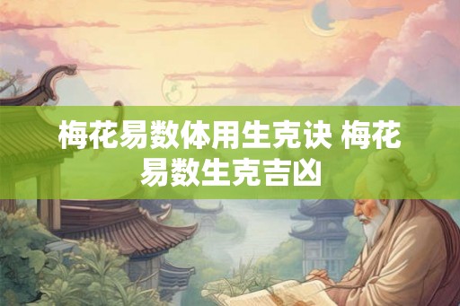 梅花易数体用生克诀 梅花易数生克吉凶