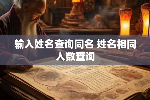 输入姓名查询同名 姓名相同人数查询 输入姓名查询同名 姓名相同人数查询