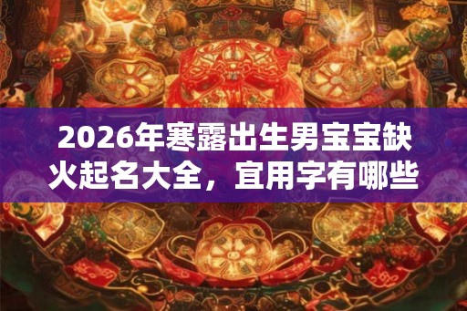 2026年寒露出生男宝宝缺火起名大全，宜用字有哪些