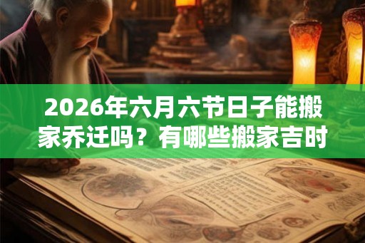 2026年六月六节日子能搬家乔迁吗？有哪些搬家吉时？