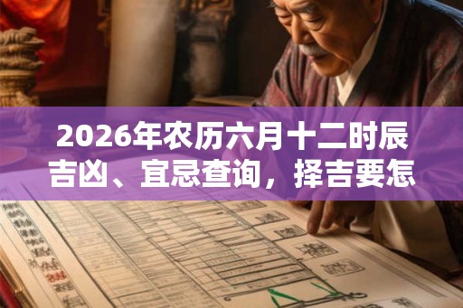 2026年农历六月十二时辰吉凶、宜忌查询，择吉要怎么看？