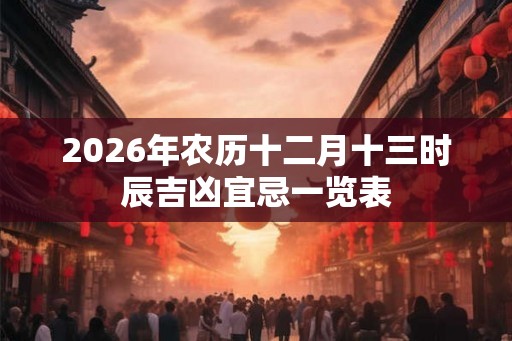 2026年农历十二月十三时辰吉凶宜忌一览表