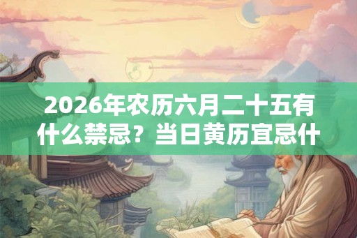 2026年农历六月二十五有什么禁忌?当日黄历宜忌什么? 2026年农历六月二十五有什么禁忌?当日黄历宜忌什么?