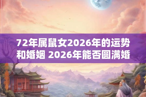 72年属鼠女2026年的运势和婚姻 2026年能否圆满婚姻72属鼠女运势如何