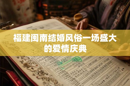 福建闽南结婚风俗一场盛大的爱情庆典