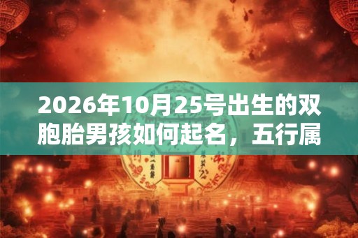 2026年10月25号出生的双胞胎男孩如何起名，五行属什么