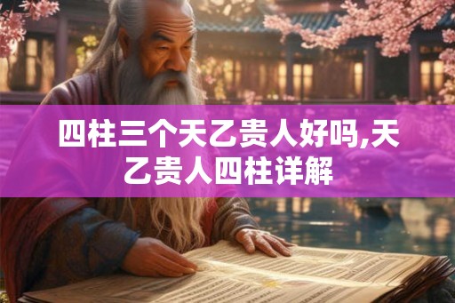 四柱三个天乙贵人好吗,天乙贵人四柱详解