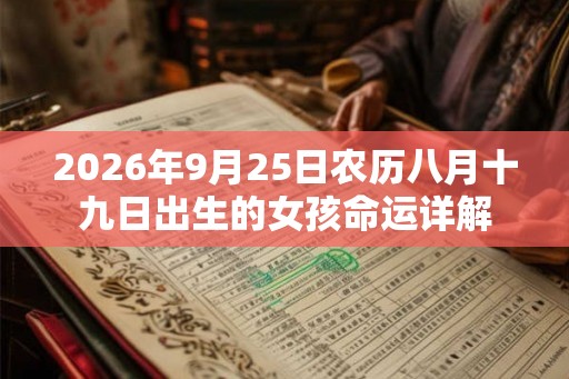 2026年9月25日农历八月十九日出生的女孩命运详解 2026年9月25日农历八月十九日出生的女孩命运详解