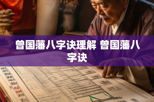 曾国藩八字诀理解 曾国藩八字诀