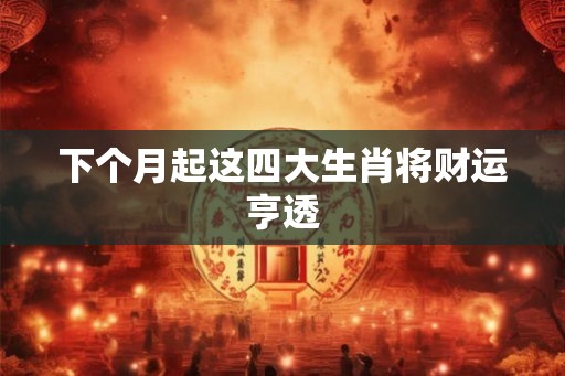 下个月起这四大生肖将财运亨透