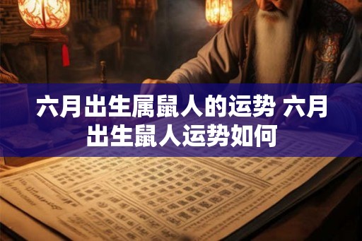 六月出生属鼠人的运势 六月出生鼠人运势如何