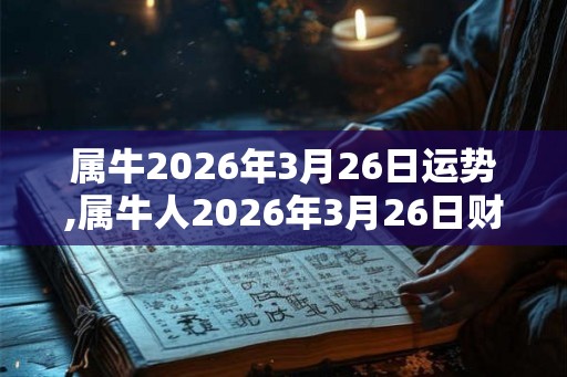 属牛2026年3月26日运势,属牛人2026年3月26日财运,生肖牛2026年3月26日运势