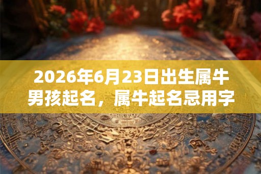 2026年6月23日出生属牛男孩起名，属牛起名忌用字！