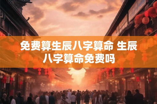 免费算生辰八字算命 生辰八字算命免费吗