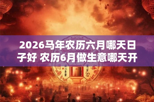 2026马年农历六月哪天日子好 农历6月做生意哪天开业好