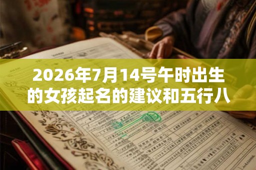2026年7月14号午时出生的女孩起名的建议和五行八字。