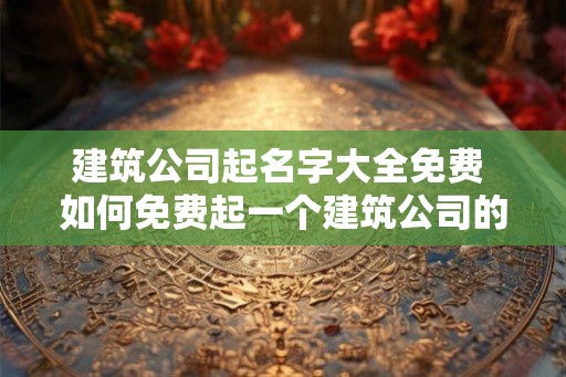 建筑公司起名字大全免费 如何免费起一个建筑公司的好名字