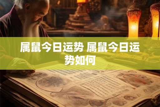 属鼠今日运势 属鼠今日运势如何