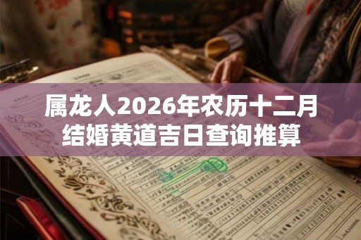 属龙人2026年农历十二月结婚黄道吉日查询推算