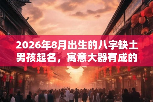 2026年8月出生的八字缺土男孩起名，寓意大器有成的名字
