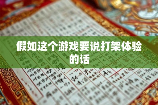 假如这个游戏要说打架体验的话 假如这个游戏要说打架体验的话