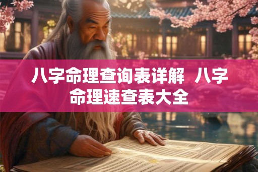 八字命理查询表详解  八字命理速查表大全