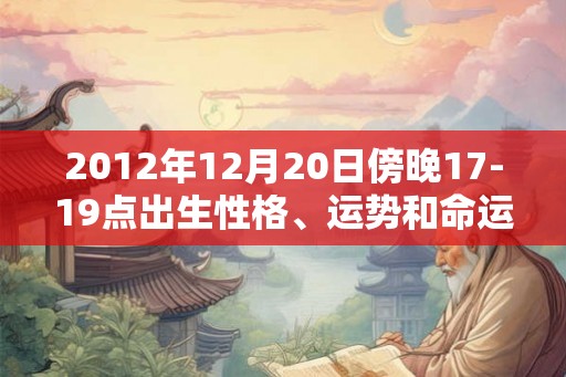 2012年12月20日傍晚17-19点出生性格、运势和命运