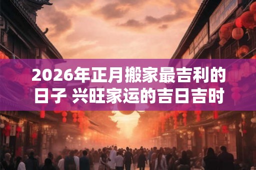2026年正月搬家最吉利的日子 兴旺家运的吉日吉时