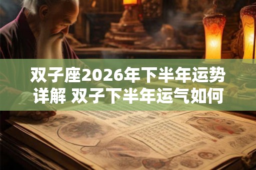 双子座2026年下半年运势详解 双子下半年运气如何 双子座2026年下半年运势详解 双子下半年运气如何