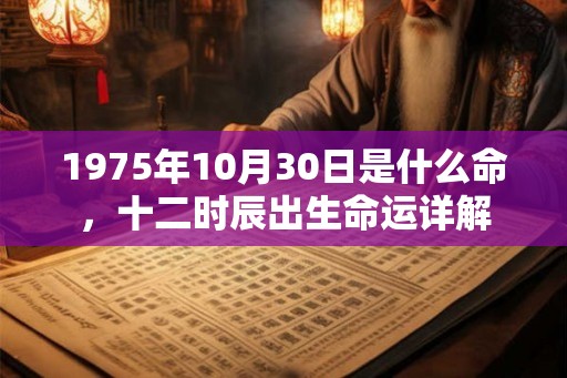 1975年10月30日是什么命，十二时辰出生命运详解