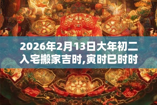 2026年2月13日大年初二入宅搬家吉时,寅时巳时时运提升