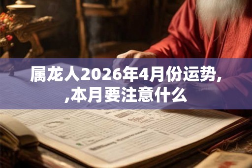 属龙人2026年4月份运势,,本月要注意什么