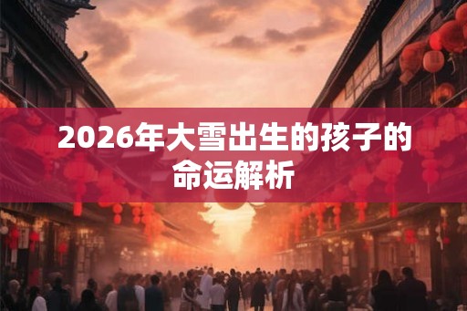 2026年大雪出生的孩子的命运解析