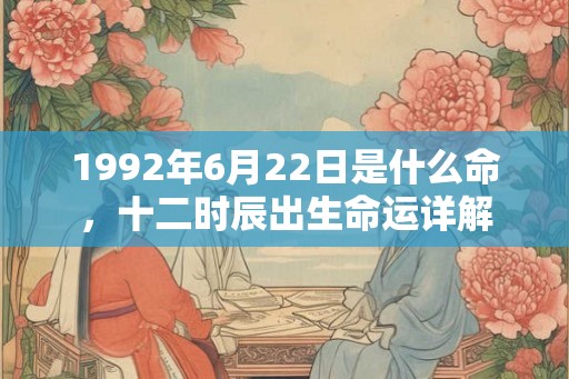 1992年6月22日是什么命，十二时辰出生命运详解