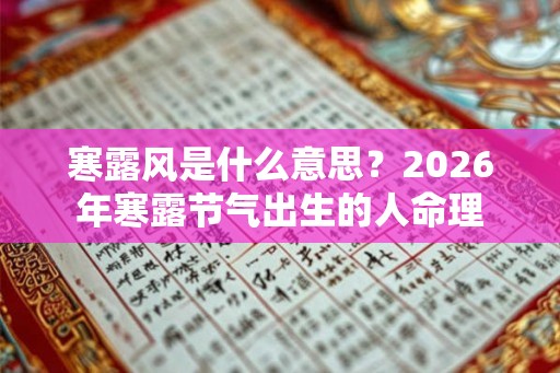 寒露风是什么意思？2026年寒露节气出生的人命理
