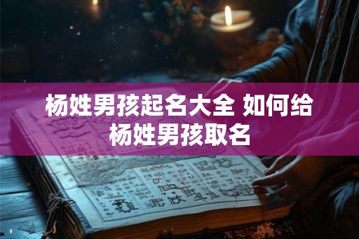 杨姓男孩起名大全 如何给杨姓男孩取名