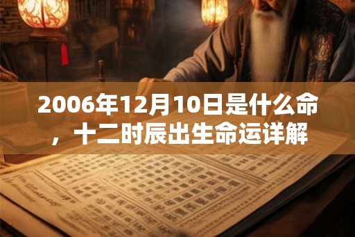 2006年12月10日是什么命，十二时辰出生命运详解
