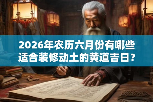 2026年农历六月份有哪些适合装修动土的黄道吉日？