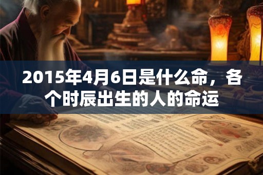 2015年4月6日是什么命,各个时辰出生的人的命运 2015年4月6日是什么命,各个时辰出生的人的命运