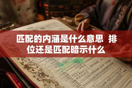 匹配的内涵是什么意思  排位还是匹配暗示什么
