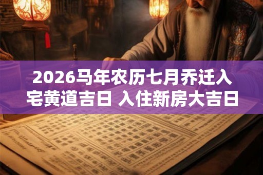 2026马年农历七月乔迁入宅黄道吉日 入住新房大吉日子 2026马年农历七月乔迁入宅黄道吉日 入住新房大吉日子