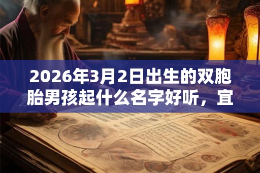 2026年3月2日出生的双胞胎男孩起什么名字好听，宜用什么字