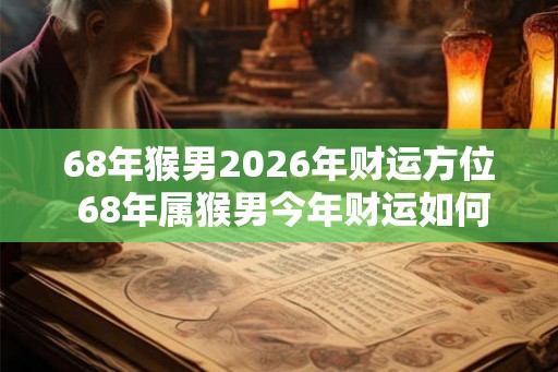 68年猴男2026年财运方位 68年属猴男今年财运如何