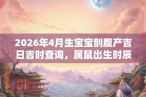 2026年4月生宝宝剖腹产吉日吉时查询,属鼠出生时辰命运解析 2026年4月生宝宝剖腹产吉日吉时查询,属鼠出生时辰命运解析